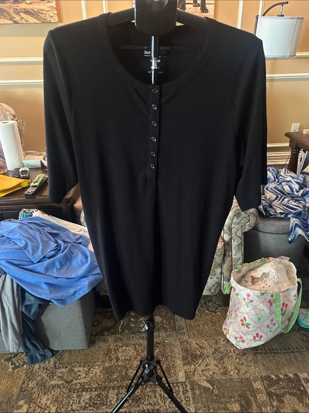 torrid Black Short-Sleeve Henley Top